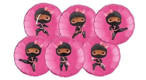 African American Ninja Girl Balloon Stickers, Ninja Party Suppkies