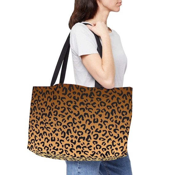 Ombre Leopard Print Weekender Bag, Oversized Travel Tote