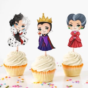 Female Villains Cupcake Toppers, Party Decoration image 3