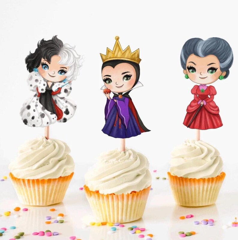 Female Villains Cupcake Toppers, Party Decoration image 3