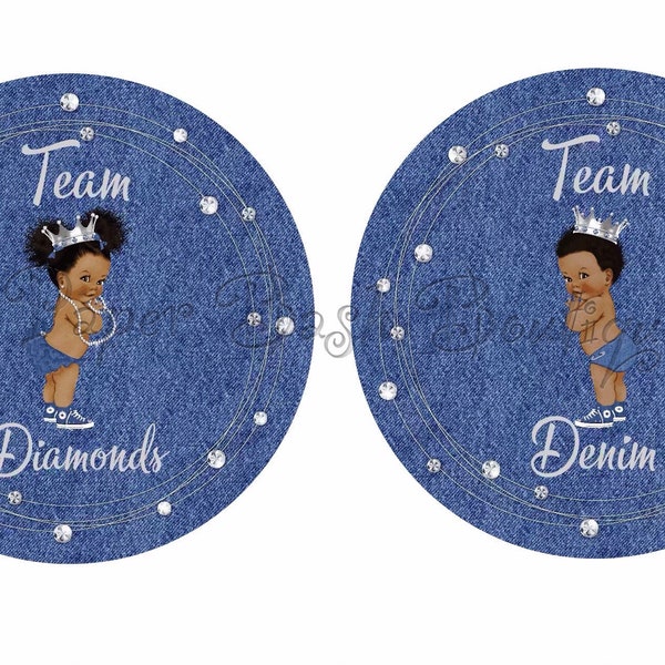 Denim Or Diamonds Gender Reveal Voting Stickers