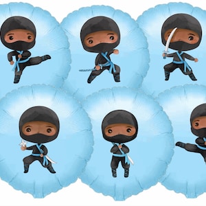 African American Ninja Balloon Stickers, Ninja Party Supplies