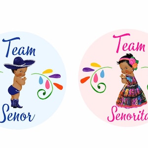 Senor Or Senorita Gender Reveal Voting Stickers, Gender Reveal Party Supplies
