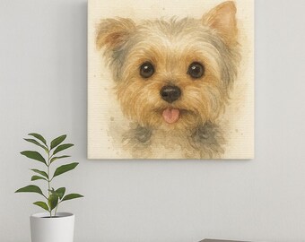 Retrato de perro personalizado, arte en lienzo estilo acuarela, recuerdo para mascotas