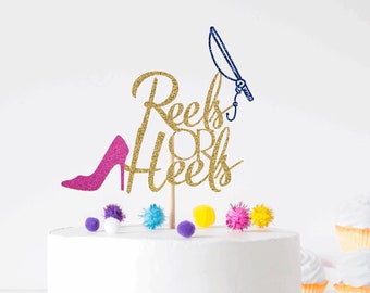 Reels Or Heels Gender Reveal Cake Topper, Gender Reveal Supplies