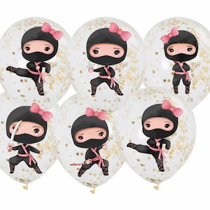 Girl Ninja Balloon Stickers, Ninja Party Supplies