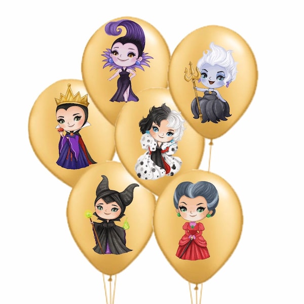 Female Villains Balloon Stickers, Female Villain Party Supplies