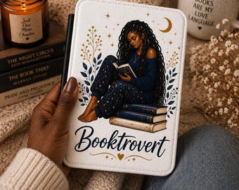 Funda para Kindle Booktrovert, Funda para lectora negra, Funda cómoda para Kindle, Regalo para amantes de los libros, Funda estética para lector electrónico