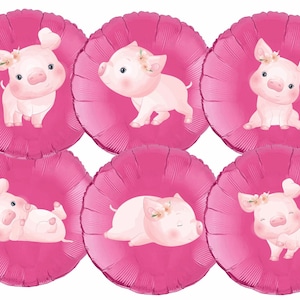 Cute Pig Balloon Stickers, Pig Themed Party Ideas