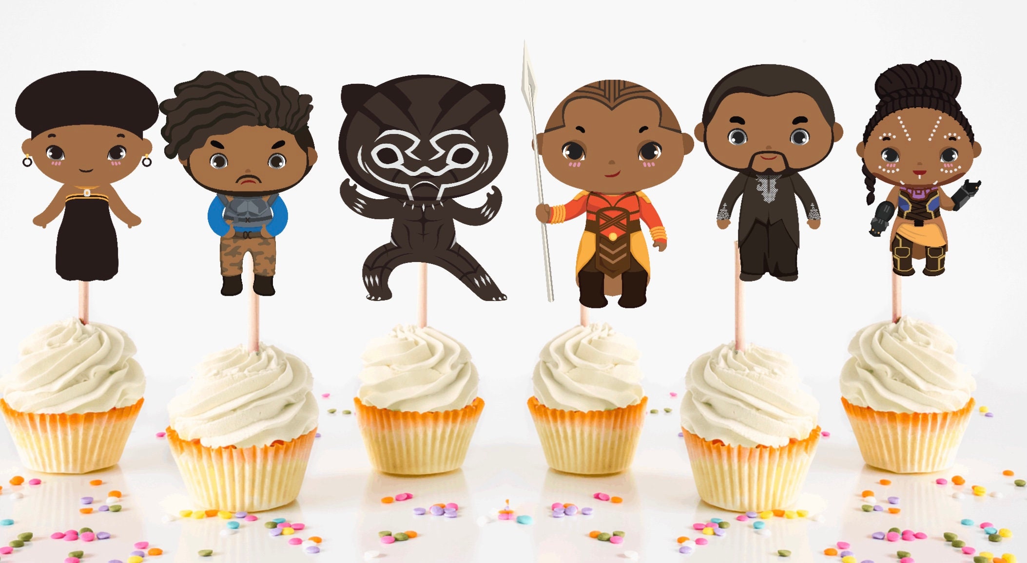 Black Panther Inspired Cupcake Toppers Black Panther Party - Etsy