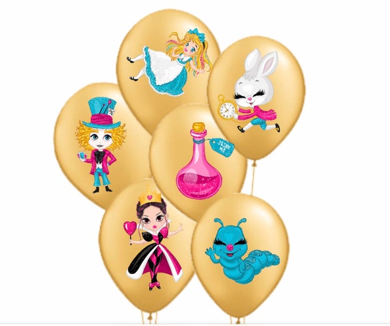 Alice in Wonderland Inspired Balloon Stickers, Alice in Wonderland Party  Supplies 