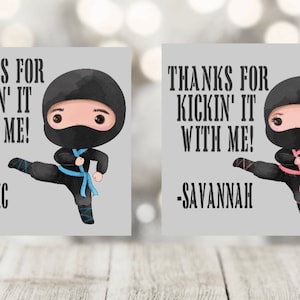 Ninja Gift Bag Stickers, Ninja Party Supplies, Ninja Thank You Stickers