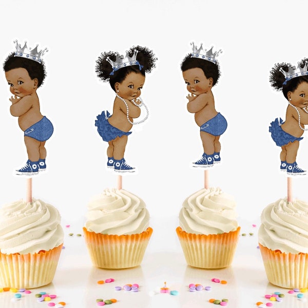 Denim or Diamonds Gender Reveal Cupcake Toppers