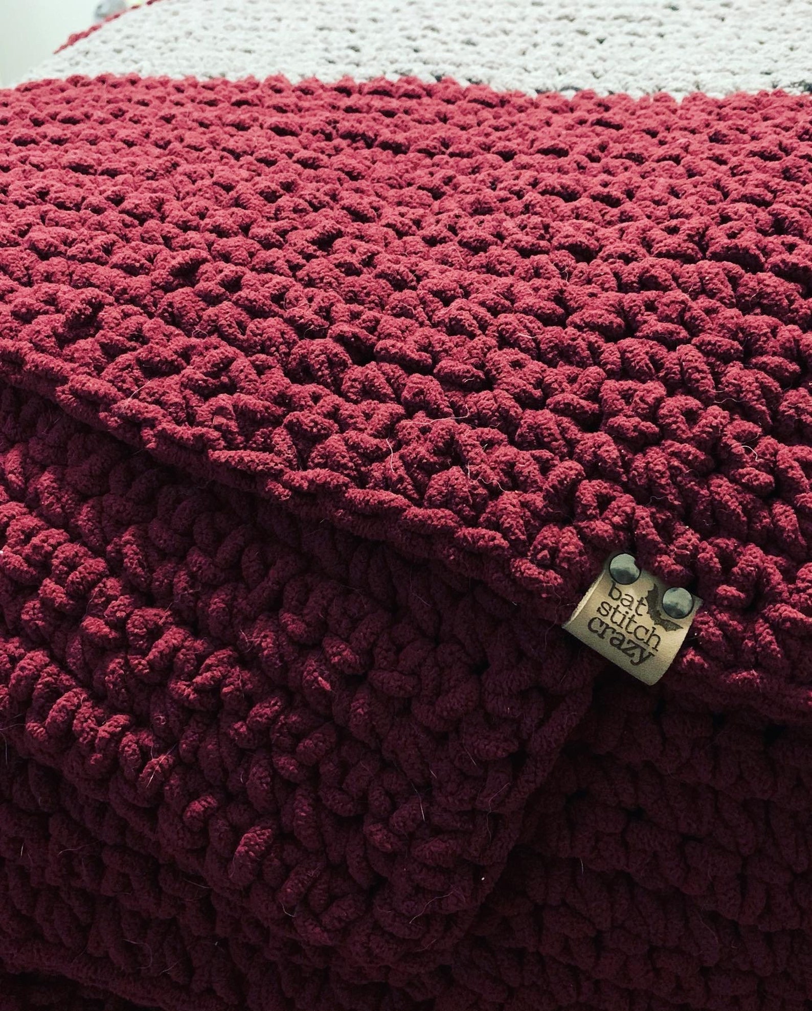 Large maroon & grey throw blanket Etsy