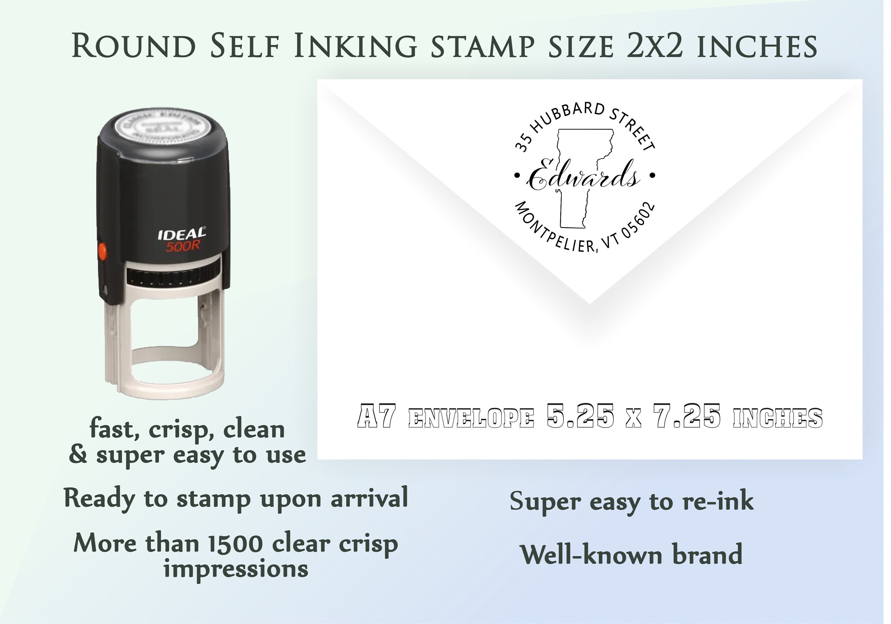 Vermont Round Address Stamp Self Inking Address Stamp Etsy