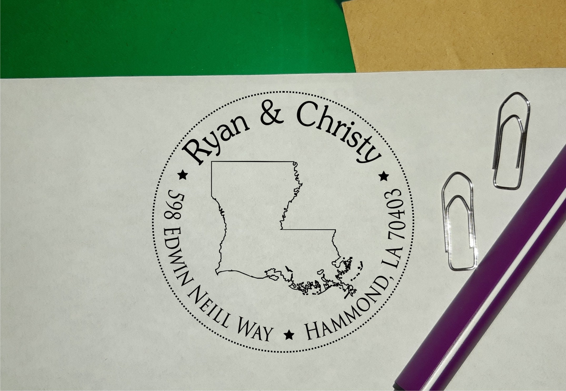 Louisiana Round Address Stamp Self Inking Address Stamp Etsy