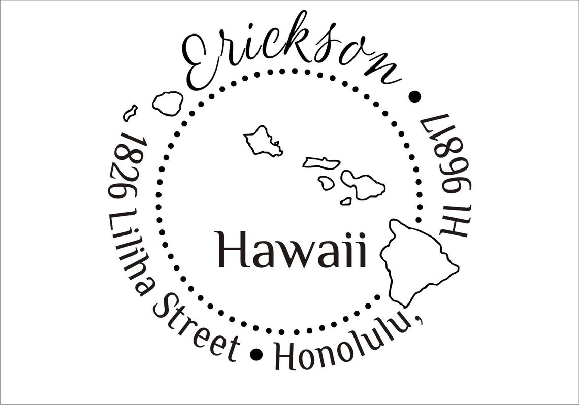 Hawaii Round Address Stamp Self Inking Address Stamp Return Etsy