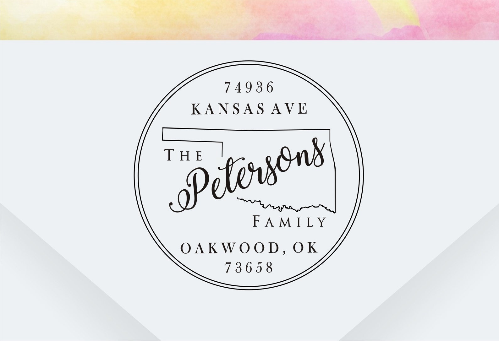 Oklahoma Round Address Stamp Self Inking Address Stamp Etsy