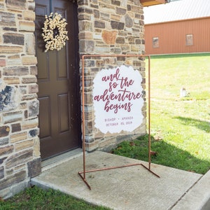 Copper Stand, Wedding Sign Holder, Copper Sign Hanger, Floor Acrylic Wedding Sign Holder, Floor Sign Stand, Wedding Sign,