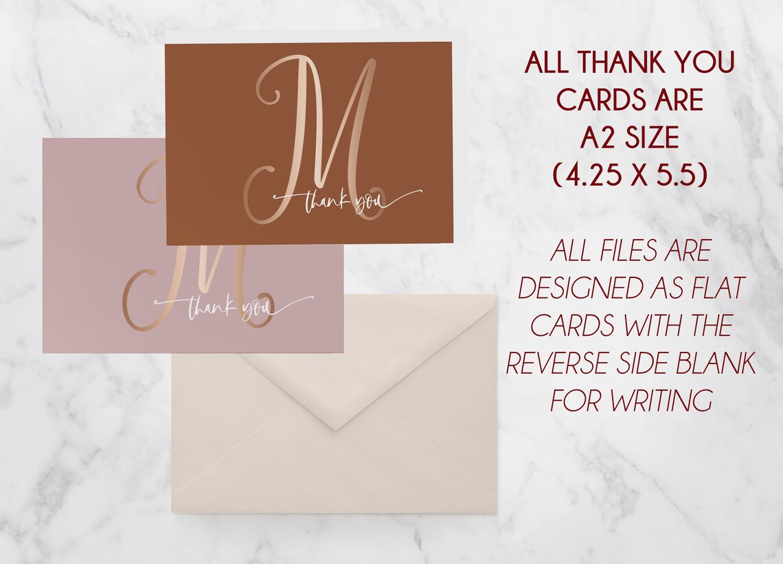 Monogram Thank You Card INSTANT DOWNLOAD M Etsy