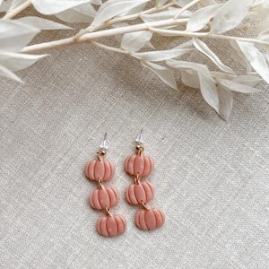 CLAY EARRINGS - Pumpkin Dangles - Fall Pumpkins - Handmade Polymer Clay Earrings - Lightweight with Gold Accents