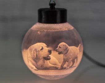 4 Pack of Personalized Custom Christmas Ornament Lithophane Photo Lamp Warm White