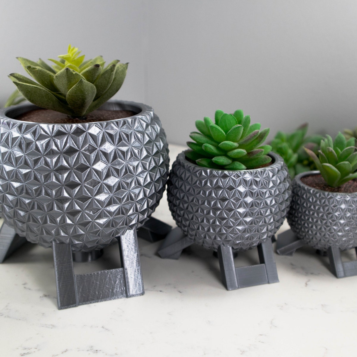 Modern 3D Printed Geometric Succulent Planter: Unique Home Decor & Miniature Plant Holder - Etsy