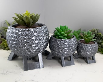Modern 3D Printed Geometric Succulent Planter: Unique Home Decor & Miniature Plant Holder