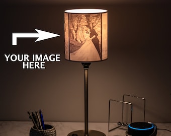 Custom / Personalized Lithophane Photo Lamp 5x7 - Warm White - Stainless Steel Base with USB Charging Port