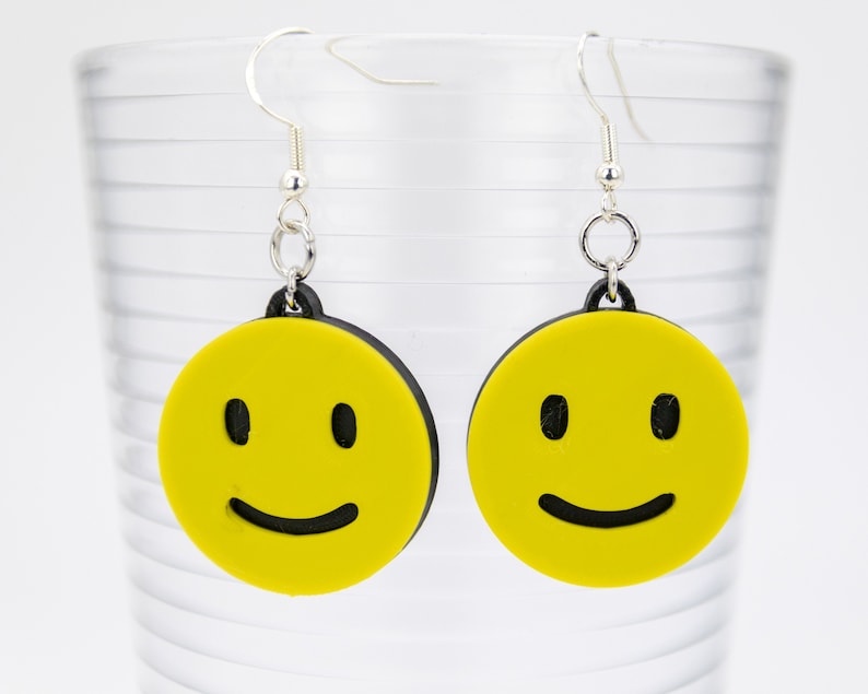Smiley face dangle earrings Clearance