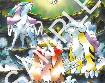 Poké Moments GSC Hooh en Three Legends A4-poster