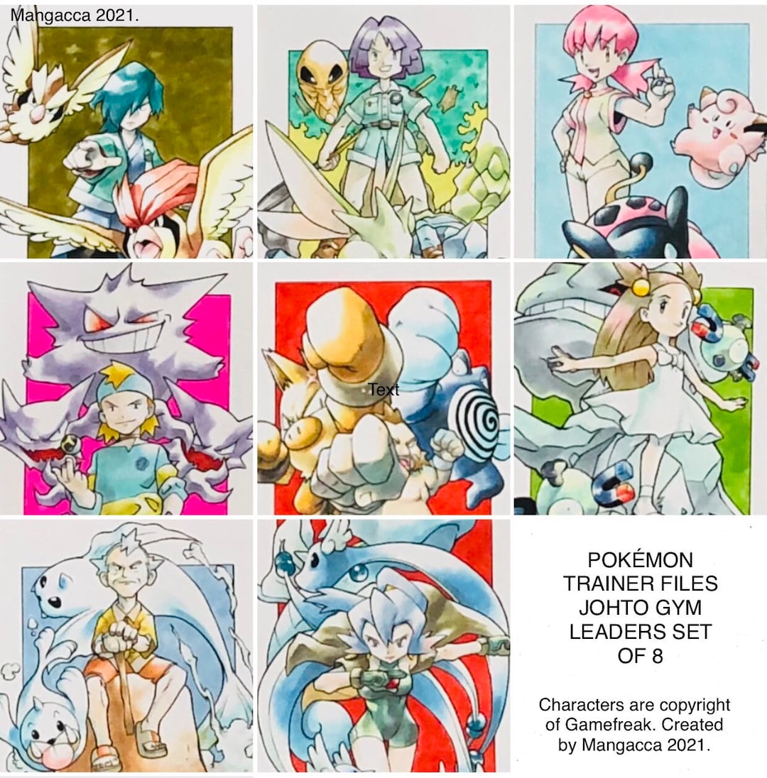 pok-mon-trainer-files-gsc-gym-leaders-a4-poster-set-of-8-etsy-australia