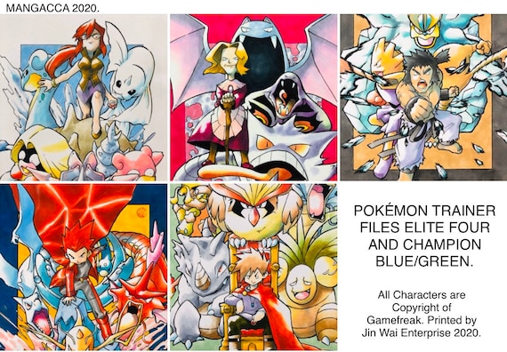 Pokemon R B Y Elite Four Champion Set Of 5 4th Rerun Etsy