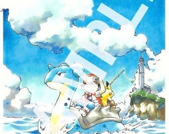 NEW! Pokémon/ Capsule Monsters Concept Art 03 / Surfing A3 Printed Poster