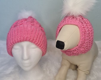 Matching Hooman & Furbaby Pom Pom Hats - For Dogs, Pets, Matching Hats, Dog Hats, Adult Hats, Cats,