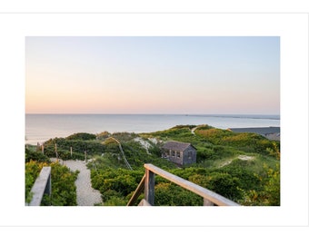 Sunset at the Steps Beach Harbor Framed Nantucket Art Print