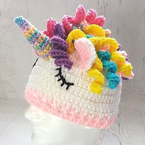 Crochet Unicorn Beanie Pattern  - PDF File, Fun Unicorn Hat,  Unicorn Child Hat