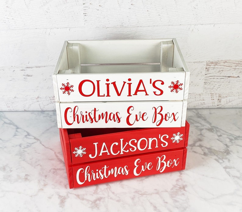 Personalized Christmas Eve Box, Wooden Christmas Eve Box for kids, Christmas Eve Crate, Xmas Eve Box image 10