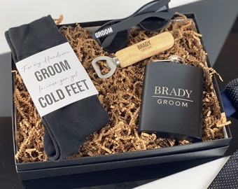 Bruidegom geschenken van de bruid, bruidegom geschenkdoos, bruidegom sokken, bruidegom fles, bruidegom flesopener, bruidegom geschenk van de bruid, toekomstige man cadeau verloofde
