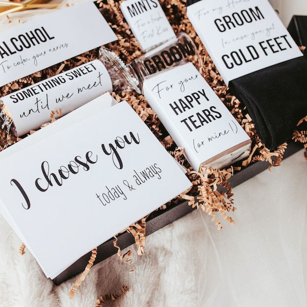 Regalo para el novio de la novia el día de la boda, caja para el novio, caja de regalo para el novio, regalo de boda para el novio, regalo para el futuro esposo, kit de supervivencia para el novio
