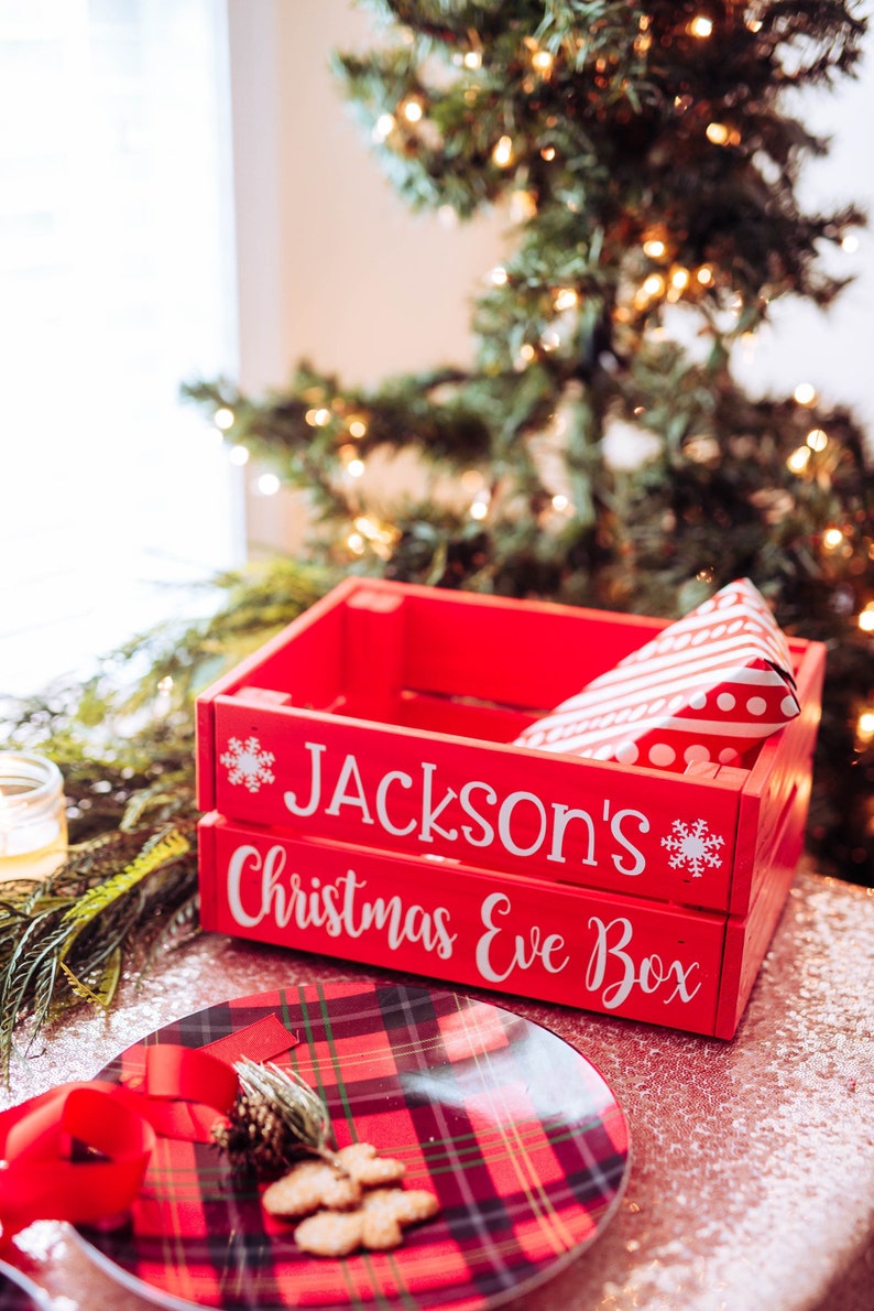 Personalized Christmas Eve Box, Wooden Christmas Eve Box for kids, Christmas Eve Crate, Xmas Eve Box image 6