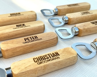 Personalized Bottle Opener, Groomsmen Bottle opener, Best Man, Wedding Party Gifts Groomsmen Proposal Wood Bottle Opener Custom Bridal Party