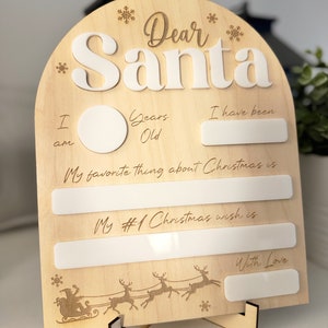 Letrero de Querido Papá Noel, Pizarra de borrado en seco de Querido Papá Noel, Pizarra de Deat Santa, Letrero navideño personalizado, Accesorio para fotos navideño,