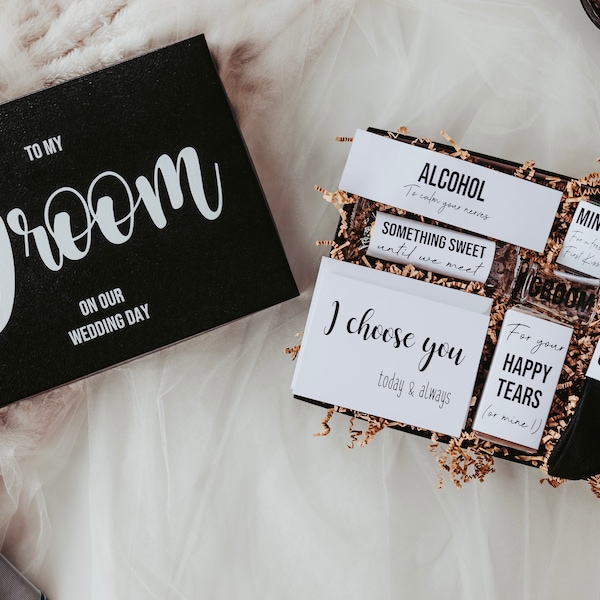 Regalo para el novio de la novia el día de su boda, regalo para el novio, caja de regalo para el novio, regalos para el novio de la novia, kit de supervivencia para el novio