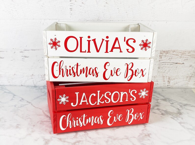 Personalized Christmas Eve Box, Wooden Christmas Eve Box for kids, Christmas Eve Crate, Xmas Eve Box image 8