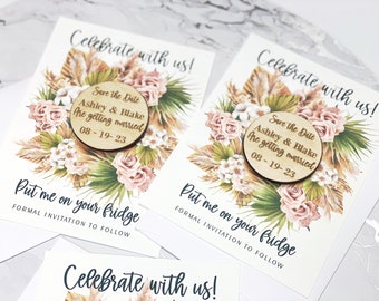Wedding Save the Date, Save the Date Magnet with Card, Wood Save The Date, Rustic Save the Date Cards, Wooden Save the Date Magnets