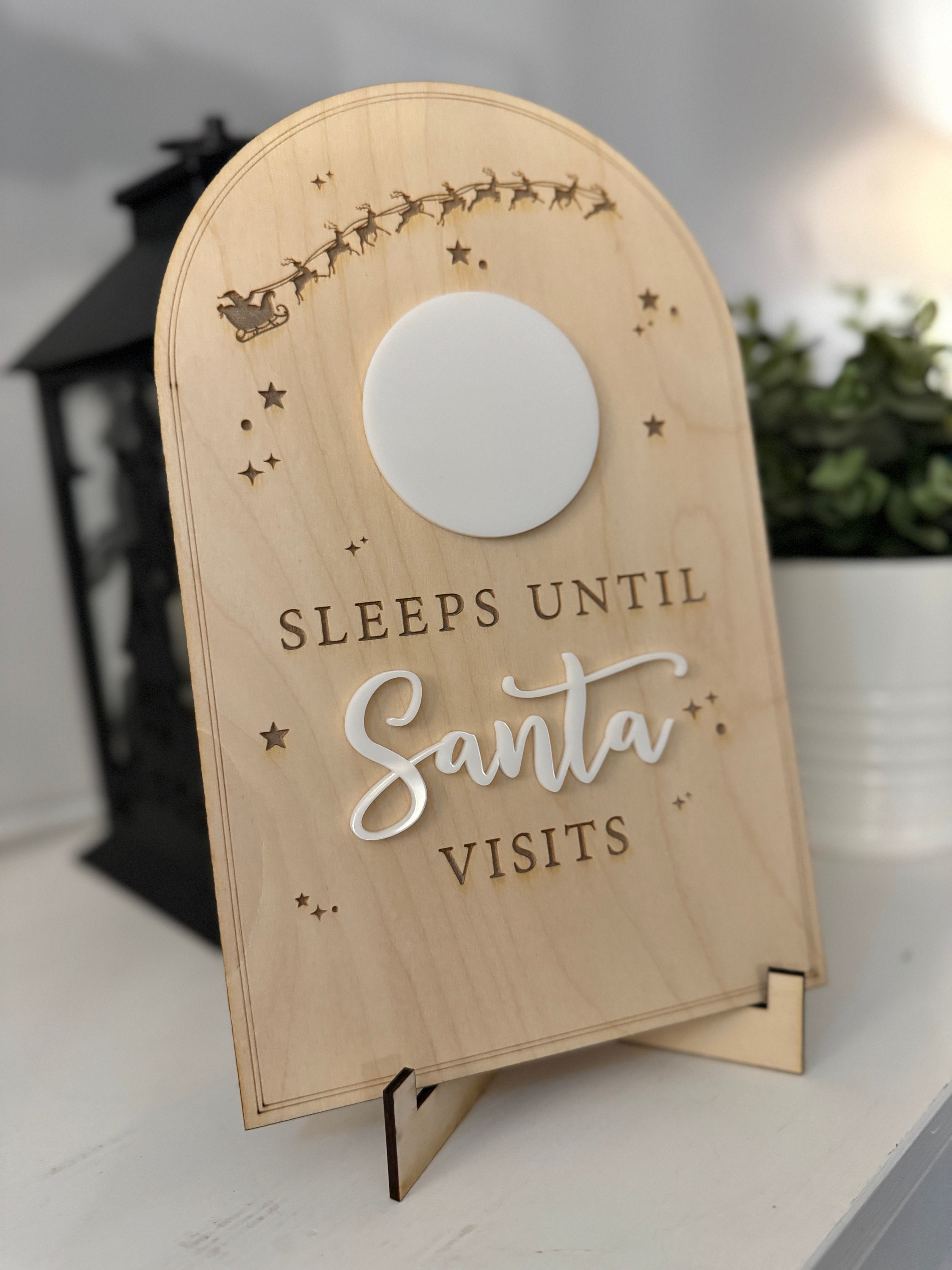 Christmas Countdown Sign, Advent Sign, Sleeps Until Santa Visits, Dry ...