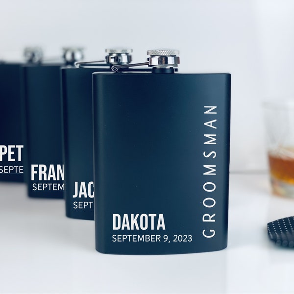 Groomsmen Flask, Officiant Gift, Best Man Flask, Engraved flask, Hip Flask, Groomsmen Gifts, Custom Flask, Personalized Flask for Men Groom