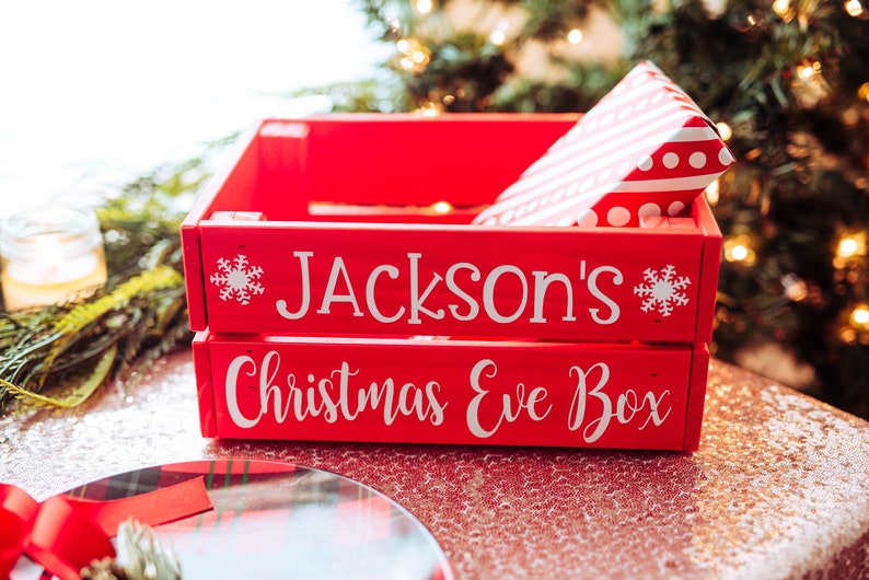 Personalized Christmas Eve Box, Wooden Christmas Eve Box for kids, Christmas Eve Crate, Xmas Eve Box image 1