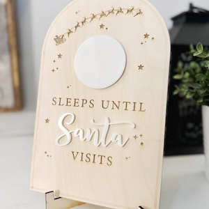 Christmas Countdown Sign, Advent Sign, Sleeps until Santa Visits, Dry Erase, Santa Countdown, Advent Calendar, Advent Sign